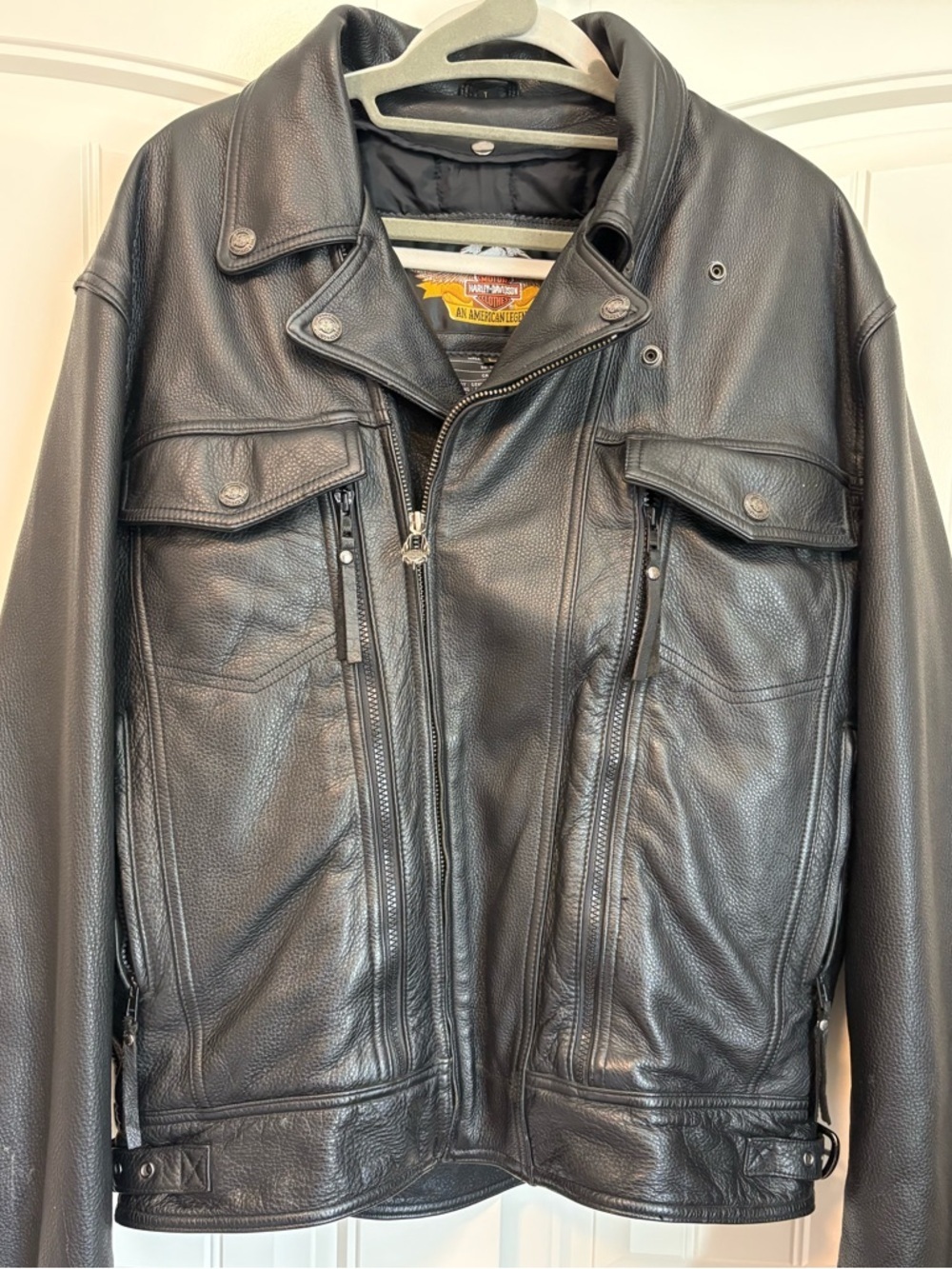 Vintage Harley Davidson 90s Leather Jacket Vented Nevada Black Large - Picture 2 of 14